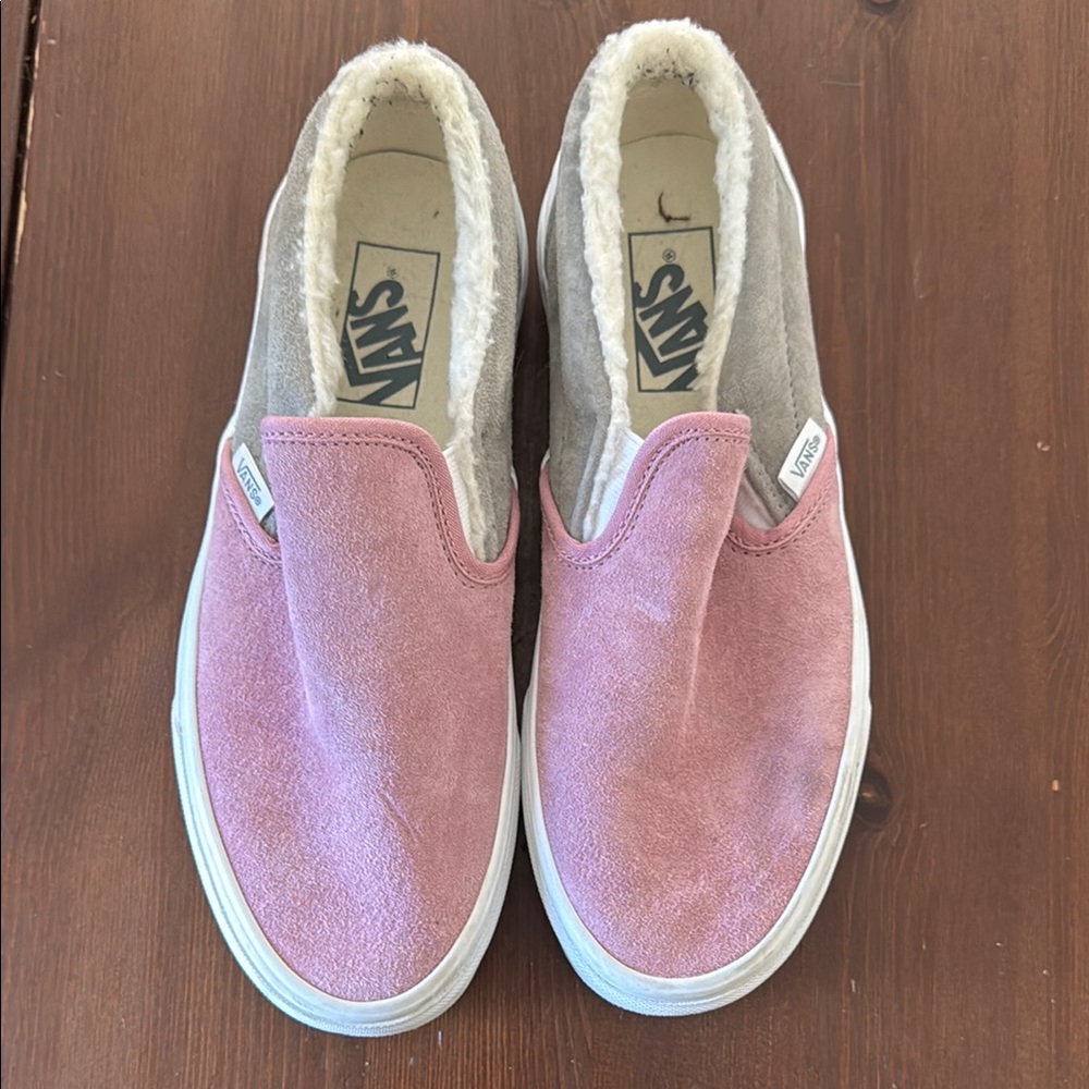 Vans Pink and Gray Women's Slip-On Shoes